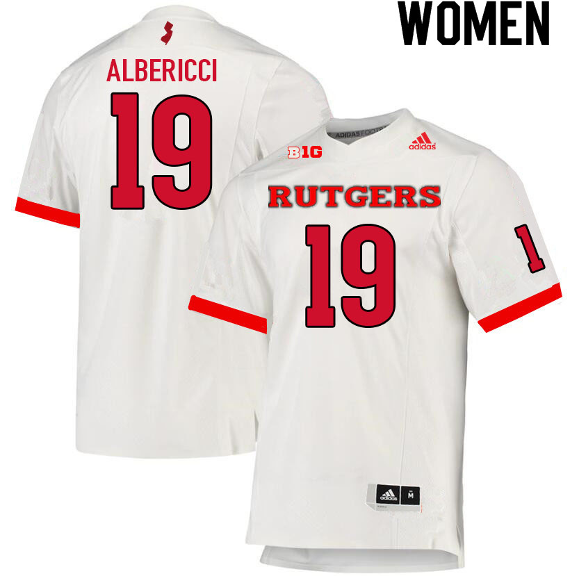 Women #19 Austin Albericci Rutgers Scarlet Knights College Football Jerseys Sale-White